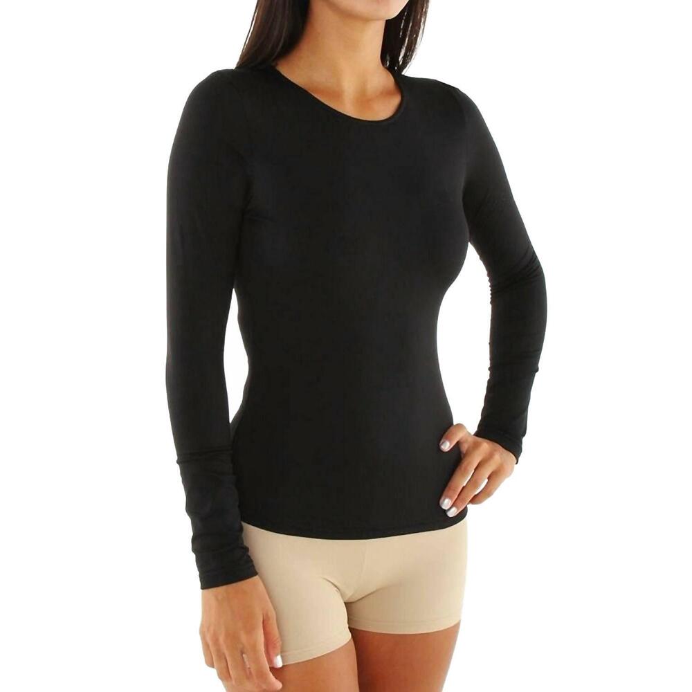 NEW ELITA warm wear long microfiber long sleeve top in black